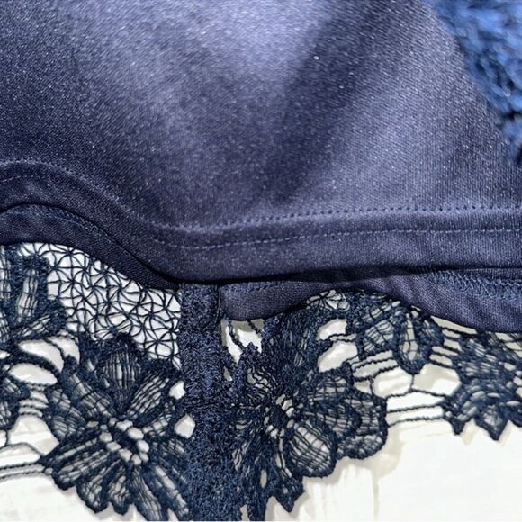 AX Paris US 8 EU 12 Navy Midnight Blue Crochet Lace Floral Short Sleeve Dress - Picture 8 of 10